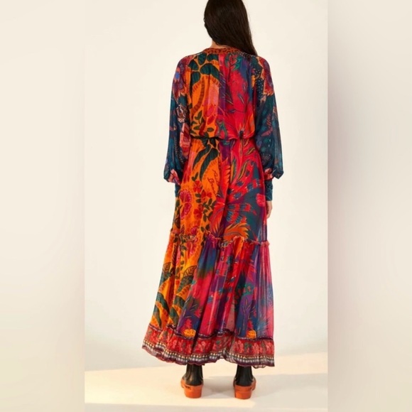 Farm Rio River Creatures Mixed Print Maxi Dress + Slip Size L - Picture 5 of 14